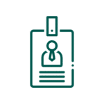 Icon, dark green, employee badge